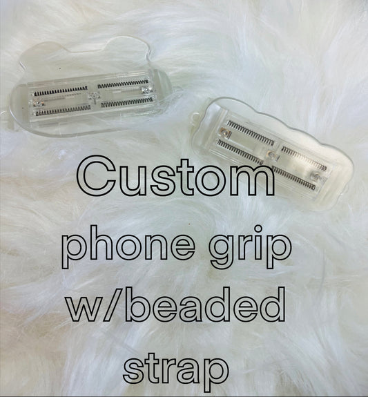 Custom phone grip w/beaded strap