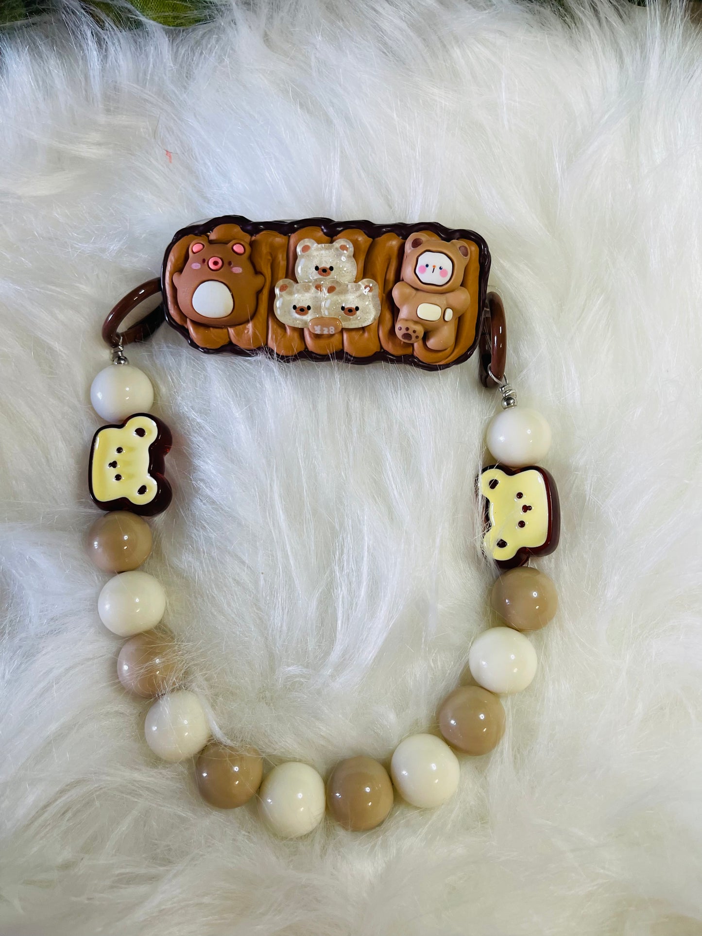 Custom phone grip w/beaded strap